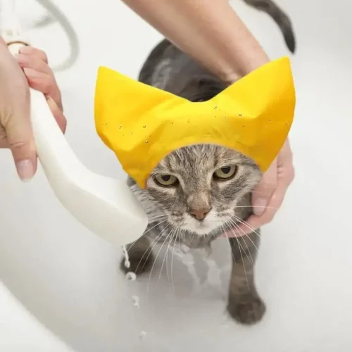 Cat Shower Caps with Ear Cover Waterproof Grooming Hat