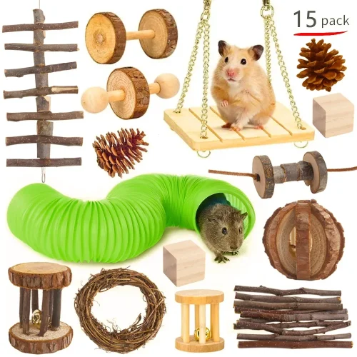 Pet Rabbit Guinea Pig Parrot Play Wooden Supplies. Hamsters Rabbit Rat Toys Hamster Toys Set
