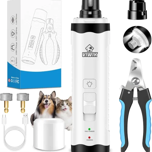 Electric Nail Trimmer with Light, 2-Speed Grinder for Dogs & Cats, Grooming Supplies