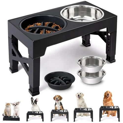 Double Stand Stainless Steel Bowls Small Medium Large Dogs