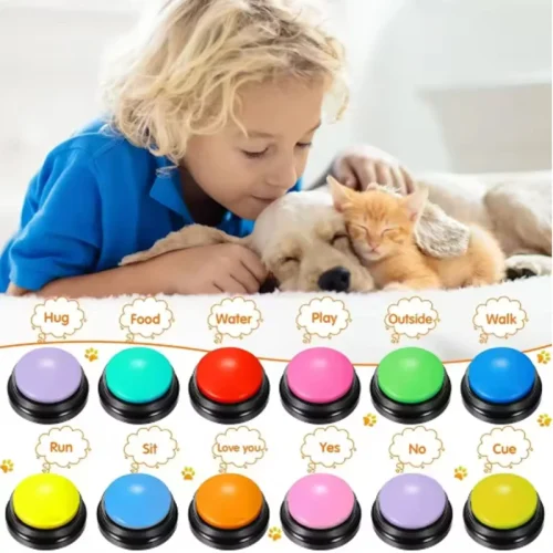Funny Recordable Talking Dog Buttons, Portable  Communication Training Toy Supplies