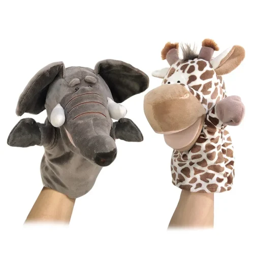 Soft Stuffed Animal Plush Toys Lion Elephant Monkey Giraffe Tiger Bunny Kawaii Hand Puppet